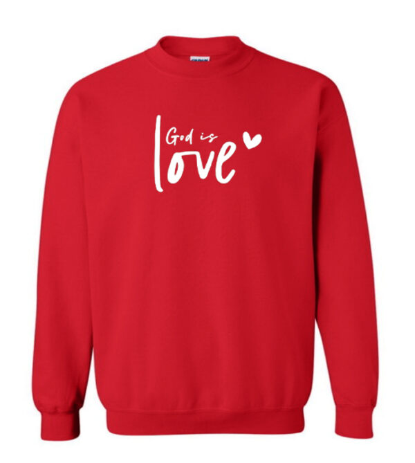 God is Love Red Sweater - Image 2