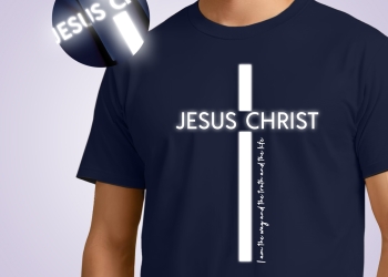 Jesus Christ John 14:6 with Reflective Vinyl on Deep Blue 100% Cotton