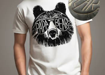 Papa Bear: Bold 3D Puff Design on 100% Cotton Tshirt