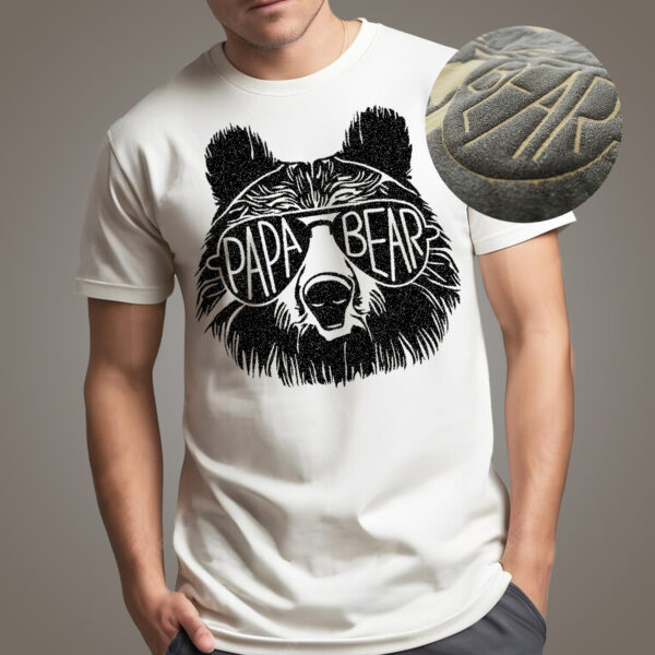 Papa Bear: Bold 3D Puff Design on 100% Cotton Tshirt