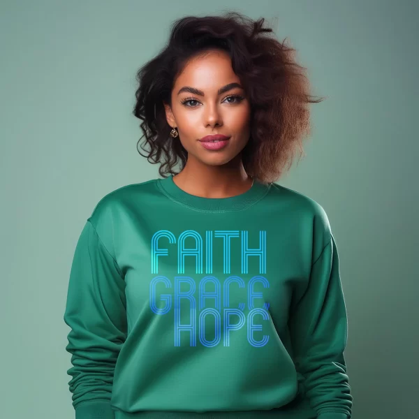 FAITH GRACE HOPE DESIGN 100% COTTON LADIES T-SHIRT