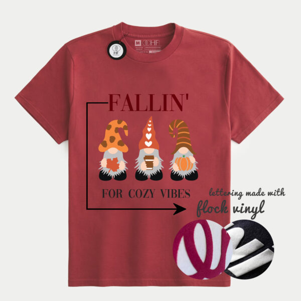 Fallin' for Cozy Vibes - Customizable Velvety Fall T-Shirt | DTF Print on Soft Cotton | Perfect Autumn Tee - Image 2