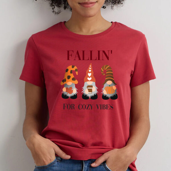 Fallin' for Cozy Vibes - Customizable Velvety Fall T-Shirt | DTF Print on Soft Cotton | Perfect Autumn Tee