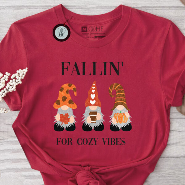 Fallin' for Cozy Vibes - Customizable Velvety Fall T-Shirt | DTF Print on Soft Cotton | Perfect Autumn Tee - Image 3